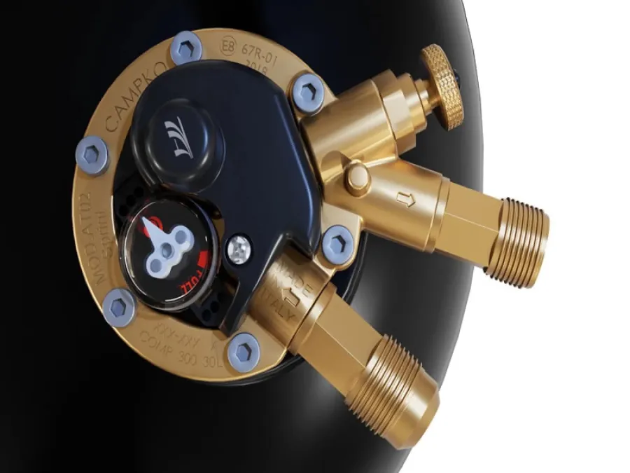 Rezervor (butelie) reincarcabil GPL din otel 22/17,6 l cu multivalva si indicator umplere