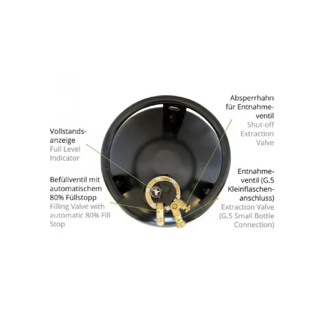 Rezervor (butelie) reincarcabil GPL din otel 22/17,6 l cu multivalva si indicator umplere
