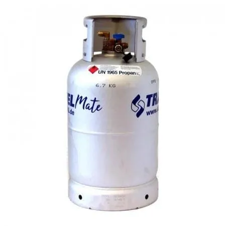 Set complet 2 rezervoare (butelii) reincarcabile GPL din aluminiu 27/22 l cu multivalva si indicator umplere - ALUGAS